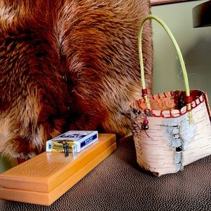 Handmade birch bark basket